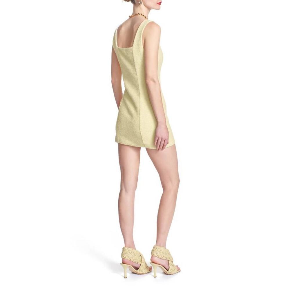 Corey Lynn Calter Dita Tweed Shift Mini Dress Bamboo Yellow XS Quiet Luxury Chic - Picture 3 of 6